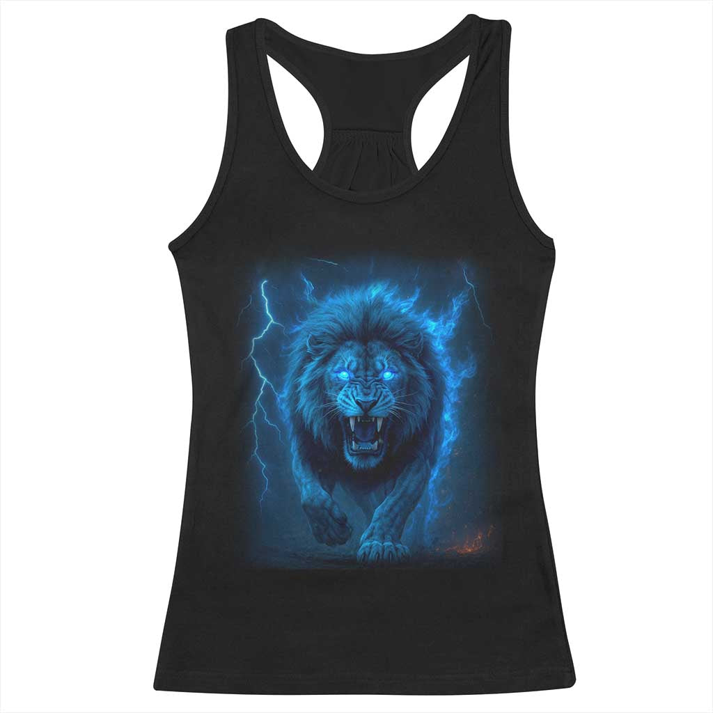 Vintage Classic Blue Lion Bootleg Graphic Racerback Tank Top - Wonder Print Shop