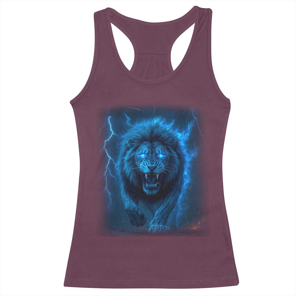Vintage Classic Blue Lion Bootleg Graphic Racerback Tank Top - Wonder Print Shop