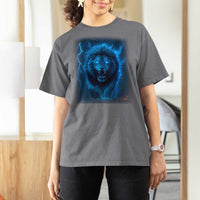 Vintage Classic Blue Lion Bootleg Graphic T Shirt For Women - Wonder Print Shop