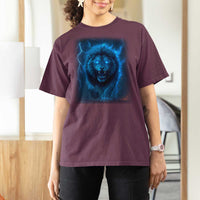 Vintage Classic Blue Lion Bootleg Graphic T Shirt For Women - Wonder Print Shop