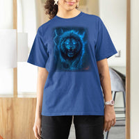Vintage Classic Blue Lion Bootleg Graphic T Shirt For Women - Wonder Print Shop