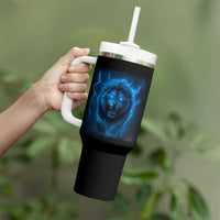 Vintage Classic Blue Lion Bootleg Graphic Tumbler With Handle - Wonder Print Shop