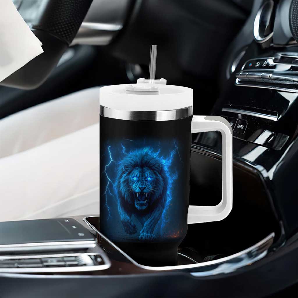 Vintage Classic Blue Lion Bootleg Graphic Tumbler With Handle - Wonder Print Shop