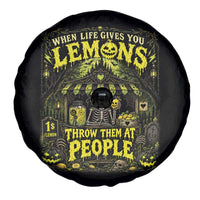 When Life Gives You Lemons Throw Them At People Spare Tire Cover Funny Skeleton Halloween Gothic Lemonade Graphic