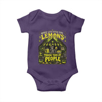 When Life Gives You Lemons Throw Them At People Baby Onesie Funny Skeleton Halloween Gothic Lemonade Graphic