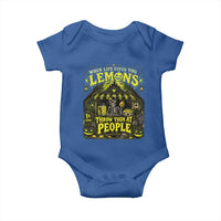 When Life Gives You Lemons Throw Them At People Baby Onesie Funny Skeleton Halloween Gothic Lemonade Graphic