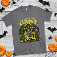 When Life Gives You Lemons Throw Them At People T Shirt Funny Skeleton Halloween Gothic Lemonade Graphic
