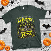 When Life Gives You Lemons Throw Them At People T Shirt Funny Skeleton Halloween Gothic Lemonade Graphic