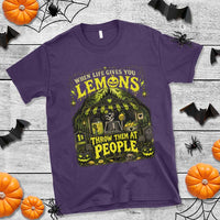 When Life Gives You Lemons Throw Them At People T Shirt Funny Skeleton Halloween Gothic Lemonade Graphic