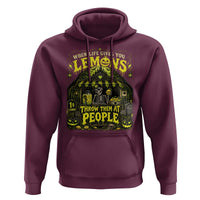 When Life Gives You Lemons Throw Them At People Hoodie Funny Skeleton Halloween Gothic Lemonade Graphic