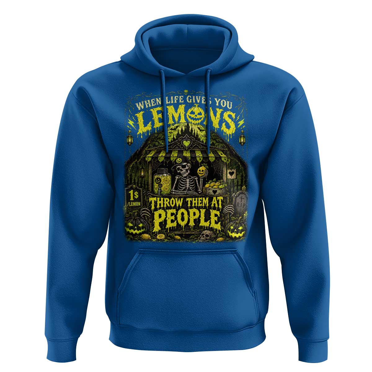 When Life Gives You Lemons Throw Them At People Hoodie Funny Skeleton Halloween Gothic Lemonade Graphic