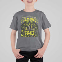 When Life Gives You Lemons Throw Them At People T Shirt For Kid Funny Skeleton Halloween Gothic Lemonade Graphic