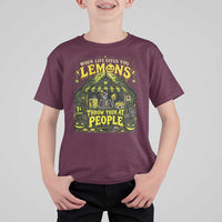 When Life Gives You Lemons Throw Them At People T Shirt For Kid Funny Skeleton Halloween Gothic Lemonade Graphic