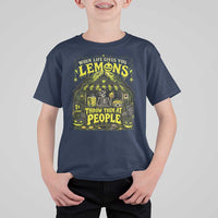When Life Gives You Lemons Throw Them At People T Shirt For Kid Funny Skeleton Halloween Gothic Lemonade Graphic