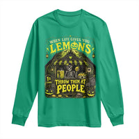 When Life Gives You Lemons Throw Them At People Long Sleeve Shirt Funny Skeleton Halloween Gothic Lemonade Graphic