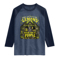 When Life Gives You Lemons Throw Them At People Raglan Shirt Funny Skeleton Halloween Gothic Lemonade Graphic