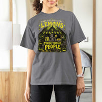 When Life Gives You Lemons Throw Them At People T Shirt For Women Funny Skeleton Halloween Gothic Lemonade Graphic