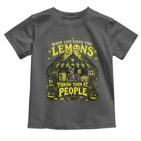 When Life Gives You Lemons Throw Them At People Toddler T Shirt Funny Skeleton Halloween Gothic Lemonade Graphic