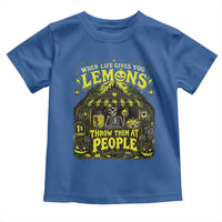 When Life Gives You Lemons Throw Them At People Toddler T Shirt Funny Skeleton Halloween Gothic Lemonade Graphic