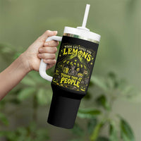When Life Gives You Lemons Throw Them At People Tumbler With Handle Funny Skeleton Halloween Gothic Lemonade Graphic