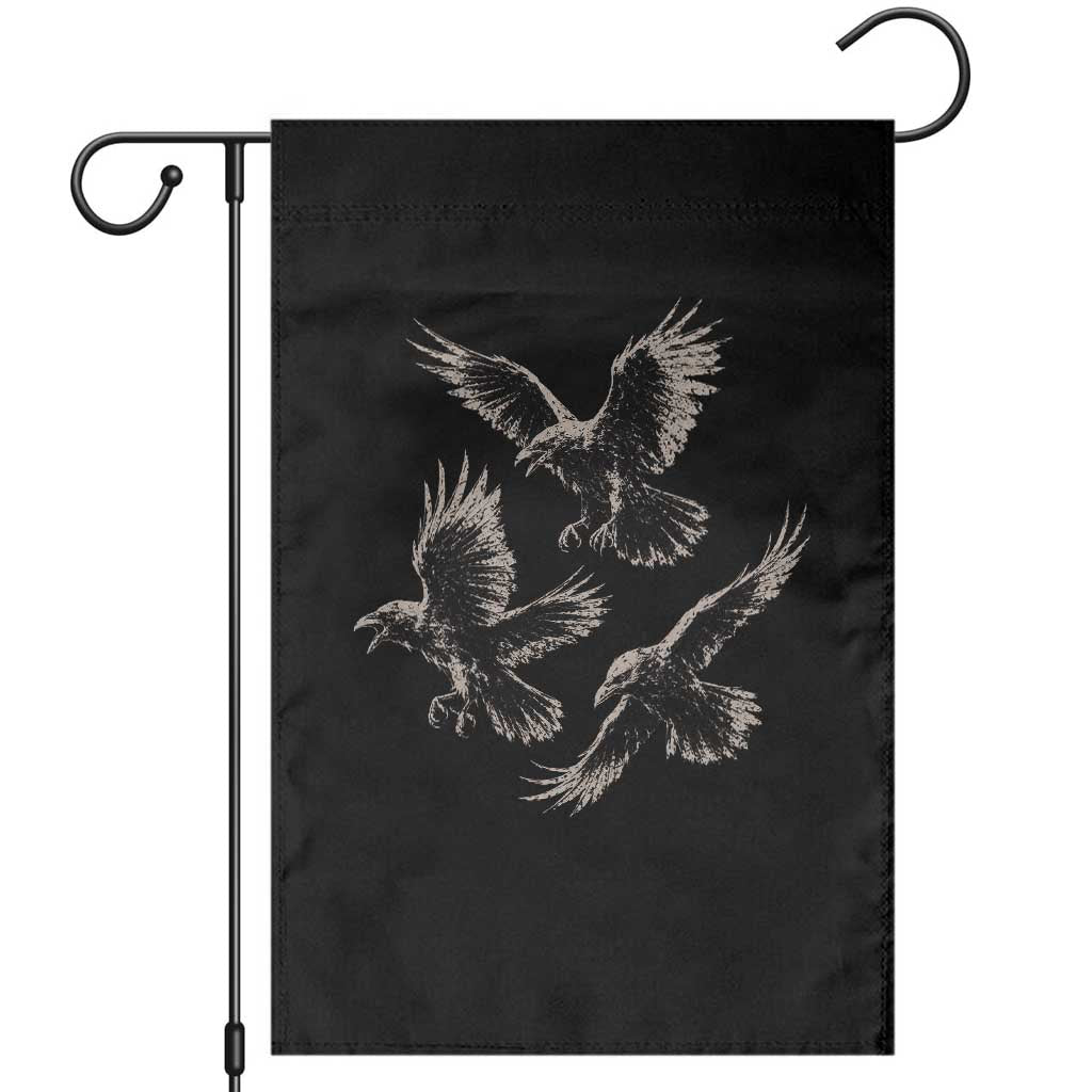 Flying Raven Crow Garden Flag Vintage Dark Academia Gothic Black Bird Graphic