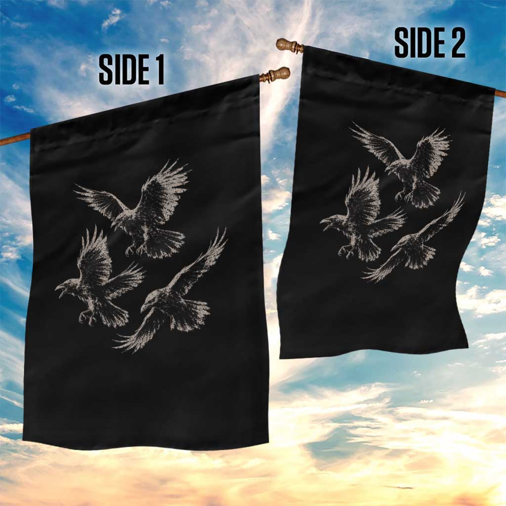 Flying Raven Crow Garden Flag Vintage Dark Academia Gothic Black Bird Graphic