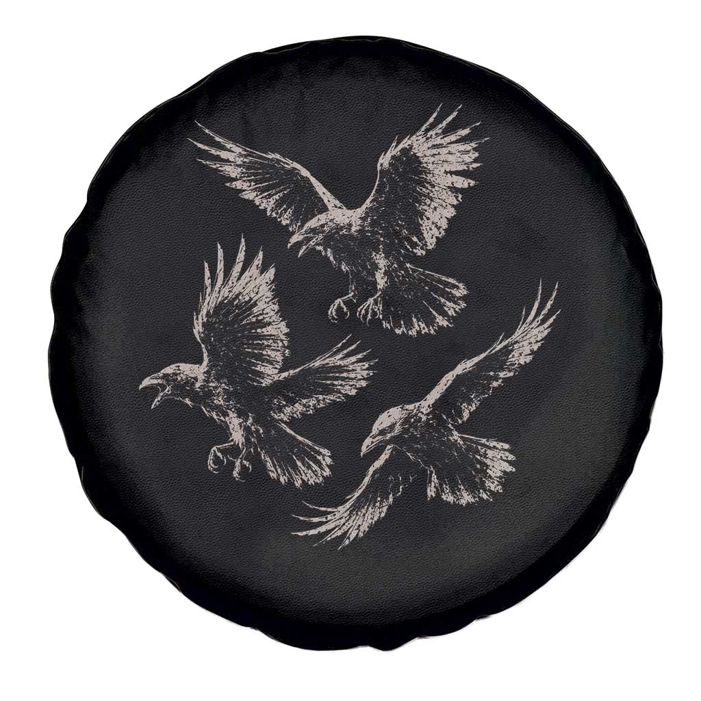 Flying Raven Crow Spare Tire Cover Vintage Dark Academia Gothic Black Bird Graphic