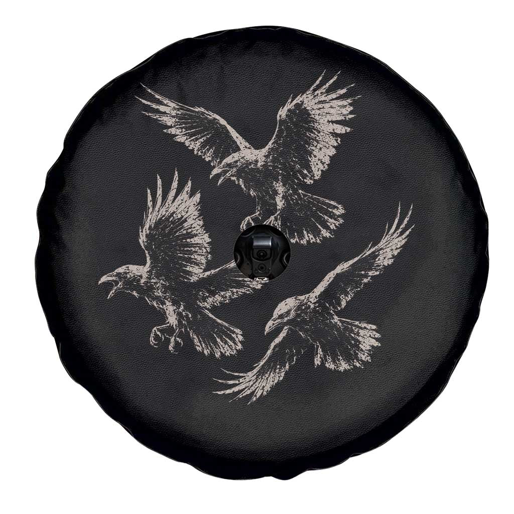 Flying Raven Crow Spare Tire Cover Vintage Dark Academia Gothic Black Bird Graphic