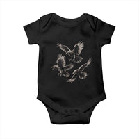 Flying Raven Crow Baby Onesie Vintage Dark Academia Gothic Black Bird Graphic
