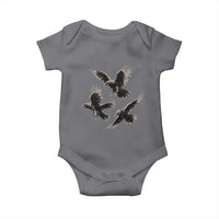 Flying Raven Crow Baby Onesie Vintage Dark Academia Gothic Black Bird Graphic