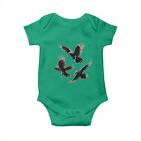 Flying Raven Crow Baby Onesie Vintage Dark Academia Gothic Black Bird Graphic