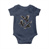 Flying Raven Crow Baby Onesie Vintage Dark Academia Gothic Black Bird Graphic
