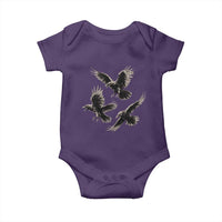Flying Raven Crow Baby Onesie Vintage Dark Academia Gothic Black Bird Graphic