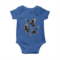 Flying Raven Crow Baby Onesie Vintage Dark Academia Gothic Black Bird Graphic