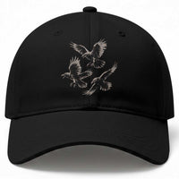 Flying Raven Crow Baseball Cap Vintage Dark Academia Gothic Black Bird Graphic