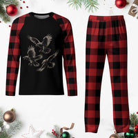 Flying Raven Crow Plaid Pajama Set Vintage Dark Academia Gothic Black Bird Graphic