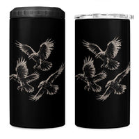 Flying Raven Crow 4 in 1 Can Cooler Tumbler Vintage Dark Academia Gothic Black Bird Graphic