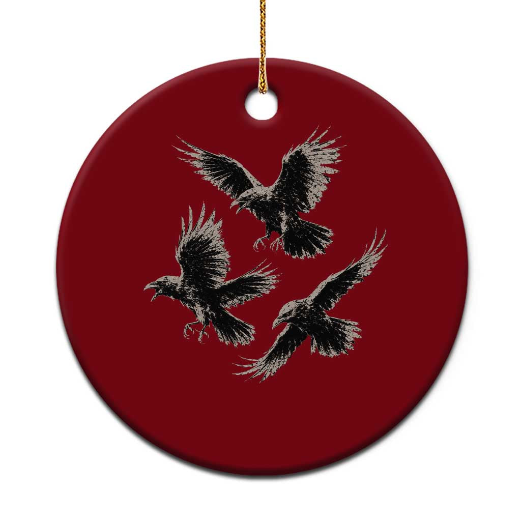 Flying Raven Crow Ceramic Ornament Vintage Dark Academia Gothic Black Bird Graphic