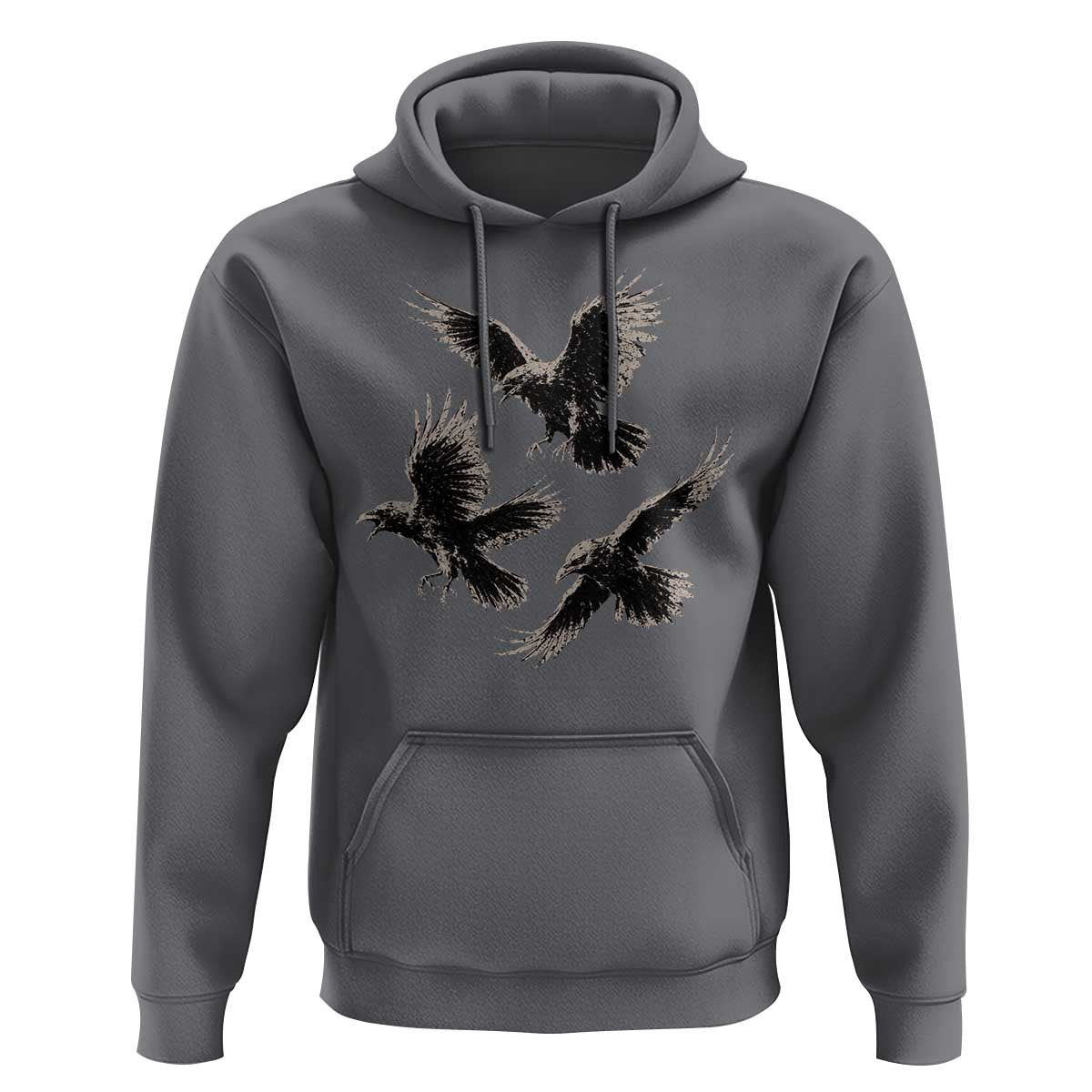 Flying Raven Crow Hoodie Vintage Dark Academia Gothic Black Bird Graphic