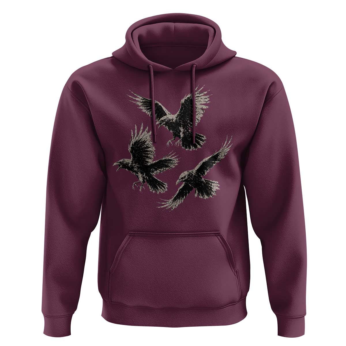 Flying Raven Crow Hoodie Vintage Dark Academia Gothic Black Bird Graphic