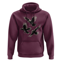Flying Raven Crow Hoodie Vintage Dark Academia Gothic Black Bird Graphic