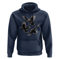 Flying Raven Crow Hoodie Vintage Dark Academia Gothic Black Bird Graphic
