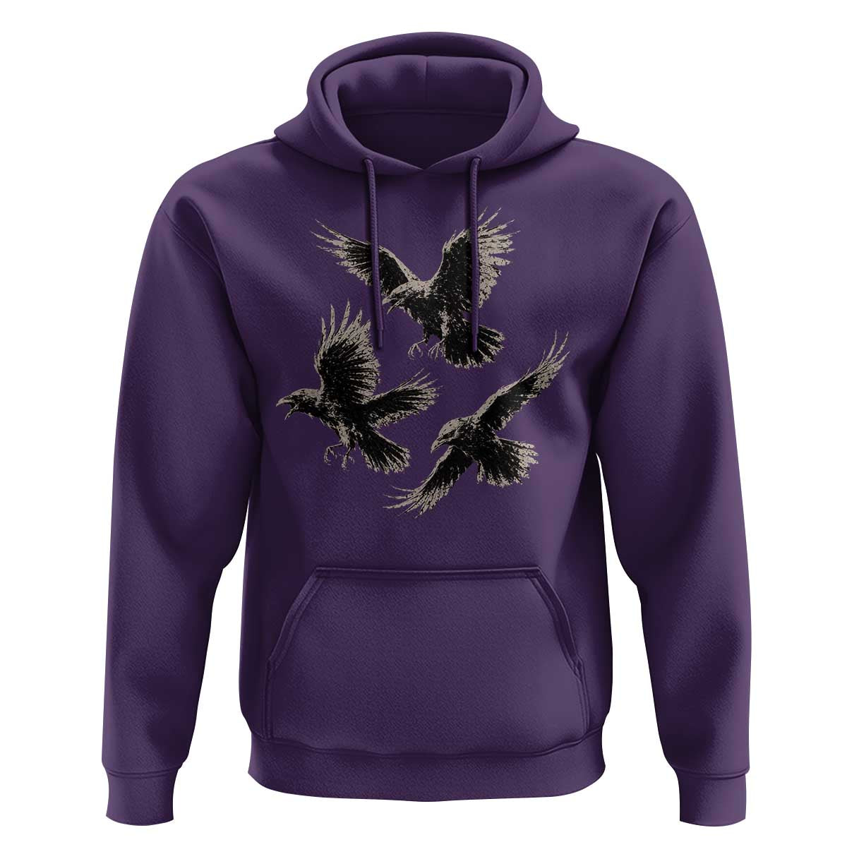 Flying Raven Crow Hoodie Vintage Dark Academia Gothic Black Bird Graphic