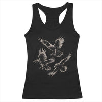 Flying Raven Crow Racerback Tank Top Vintage Dark Academia Gothic Black Bird Graphic