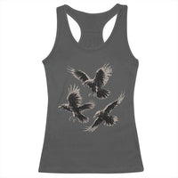 Flying Raven Crow Racerback Tank Top Vintage Dark Academia Gothic Black Bird Graphic