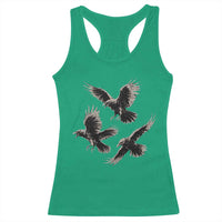 Flying Raven Crow Racerback Tank Top Vintage Dark Academia Gothic Black Bird Graphic