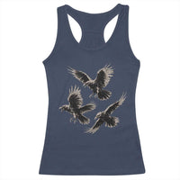 Flying Raven Crow Racerback Tank Top Vintage Dark Academia Gothic Black Bird Graphic