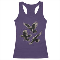 Flying Raven Crow Racerback Tank Top Vintage Dark Academia Gothic Black Bird Graphic