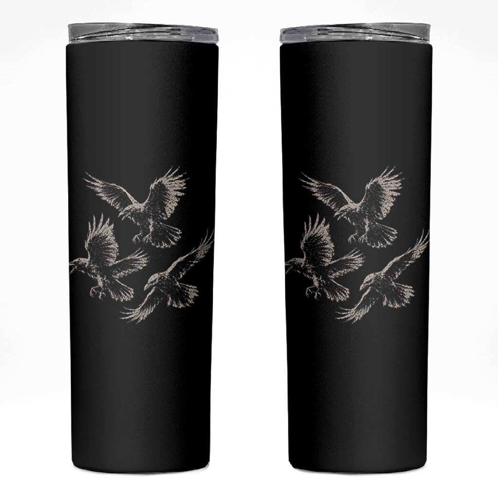 Flying Raven Crow Skinny Tumbler Vintage Dark Academia Gothic Black Bird Graphic