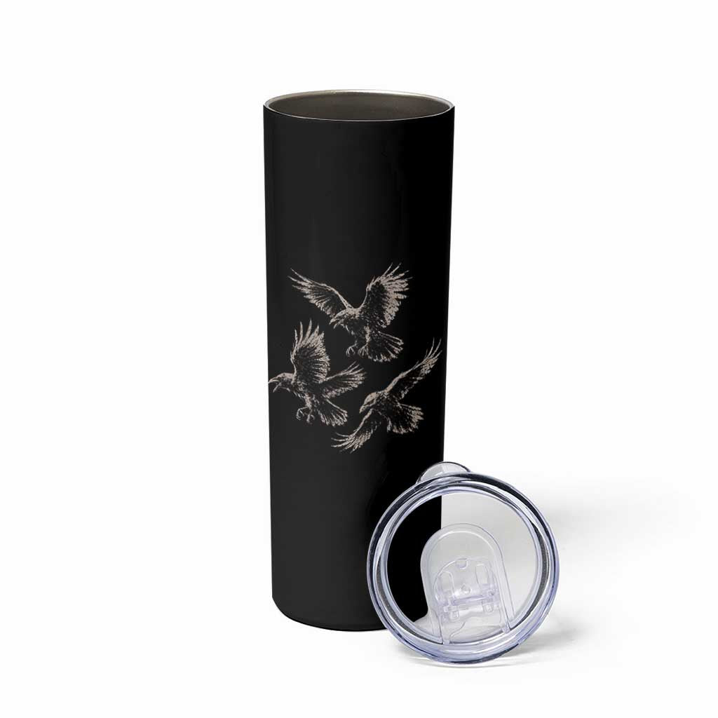 Flying Raven Crow Skinny Tumbler Vintage Dark Academia Gothic Black Bird Graphic